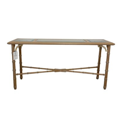 Vintage Bamboo & Glass Console Table
