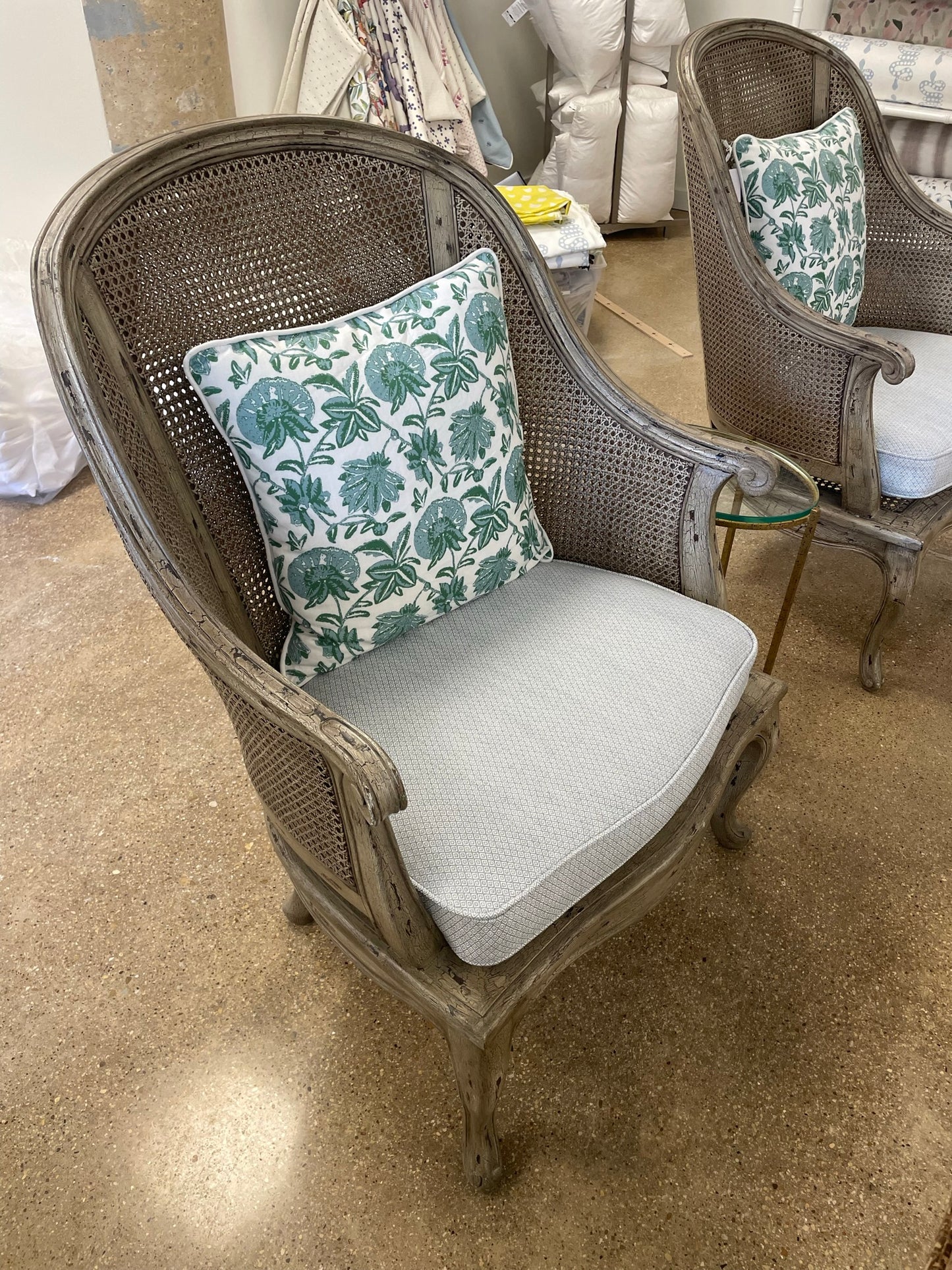 Gray Wash Cane Chair